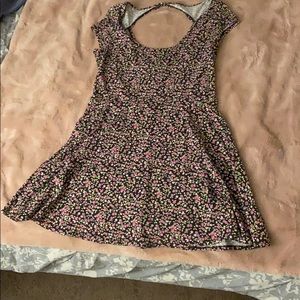 Mini summer dress with half open back